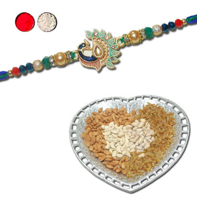 "Rakhi - ZR-5620 A (Single Rakhi), Dryfruit Thali - code RD800 - Click here to View more details about this Product